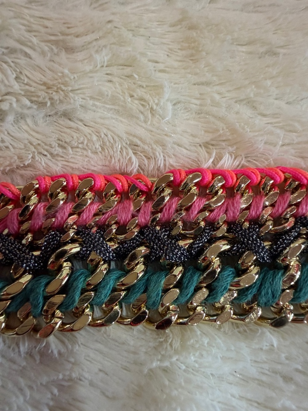 Victoria's Secret Pink and Green Woven Chain Bracelet with Gold Accents - Picture 4 of 4